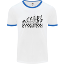 2 Tone Evolution Music 2Tone SKA Mens White Ringer T-Shirt White/Royal Blue