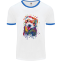 Ferret Watercolour Mens White Ringer T-Shirt White/Royal Blue