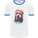 Ferret Watercolour Mens White Ringer T-Shirt White/Royal Blue