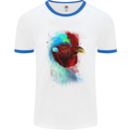 A Chicken Watercolour Mens White Ringer T-Shirt White/Royal Blue