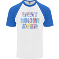 Best Mom Ever Tie Died Effect Mother's Day Mens S/S Baseball T-Shirt White/Royal Blue