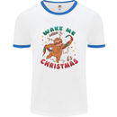 Sloth Wake Me Up When It's Christmas Mens White Ringer T-Shirt White/Royal Blue