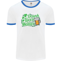 Drunk Lives Matter St. Patrick's Day Mens White Ringer T-Shirt White/Royal Blue