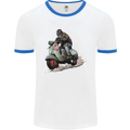 Scooter Skull MOD Moped Motorcycle Biker Mens White Ringer T-Shirt White/Royal Blue