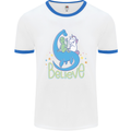 Believe in Dragons Unicorns Aliens Funny Mens White Ringer T-Shirt White/Royal Blue