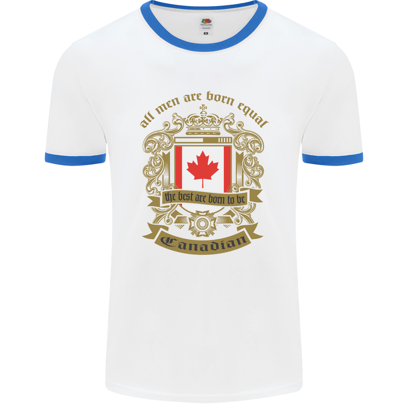 All Men Are Born Equal Canadian Canada Mens White Ringer T-Shirt White/Royal Blue