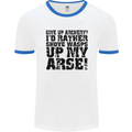 Give up Archery? Funny Archer Offensive Mens White Ringer T-Shirt White/Royal Blue