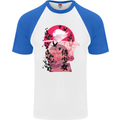 Anime Samurai Woman With Sword Mens S/S Baseball T-Shirt White/Royal Blue