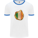 The Irish Tricolour Flag Fire Ireland Mens White Ringer T-Shirt White/Royal Blue