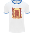 A Highland Cow Mens White Ringer T-Shirt White/Royal Blue