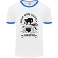 Join Our Coven Funny Halloween Cat Mens White Ringer T-Shirt White/Royal Blue
