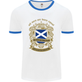 All Men Are Born Equal Scotland Scottish Mens White Ringer T-Shirt White/Royal Blue
