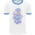 Musical Keyboard Dragon Mens White Ringer T-Shirt White/Royal Blue