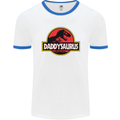 Daddysaurus Funny Father's Day Daddy Mens White Ringer T-Shirt White/Royal Blue