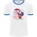 Christmas Climat Change Matters Santa Mens White Ringer T-Shirt White/Royal Blue