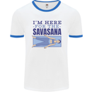 Funny Yoga Im Here For the Savasana Mens Ringer T-Shirt White/Royal Blue