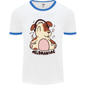 Melomaniac Dog Yoga Meditation Funny Mens White Ringer T-Shirt White/Royal Blue