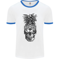 Pineapple Skull Surf Surfing Surfer Holiday Mens White Ringer T-Shirt White/Royal Blue