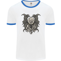 Cthulhu Entity Kraken Mens White Ringer T-Shirt White/Royal Blue