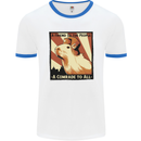 Capybara Comrade Mens Ringer T-Shirt White/Royal Blue