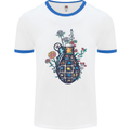 Peace Grenade Anti-War Pacifist World Hippy Mens White Ringer T-Shirt White/Royal Blue