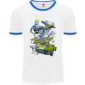 Pablo Escobar Power Money Respect Mens White Ringer T-Shirt White/Royal Blue