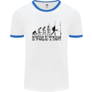 Evolution of Rugby Player Union Funny Mens White Ringer T-Shirt White/Royal Blue