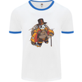 Steampunk Panda Bear Mens White Ringer T-Shirt White/Royal Blue