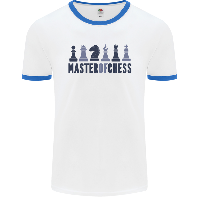 Master of Chess Mens White Ringer T-Shirt White/Royal Blue