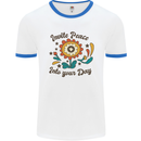 Invite Peace Into Your Day Hippy Love 60's Mens White Ringer T-Shirt White/Royal Blue