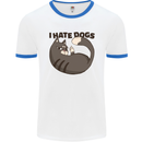 I Hate Dogs Funny Cat Lover Mens White Ringer T-Shirt White/Royal Blue