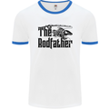 The Rodfather Funny Fishing Rod Father Mens White Ringer T-Shirt White/Royal Blue