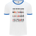 I Have Too Many Guitars Funny Guitarist Mens White Ringer T-Shirt White/Royal Blue