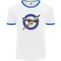 Spitfire MOD RAF WWII Fighter Plane British Mens White Ringer T-Shirt White/Royal Blue