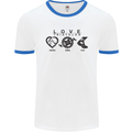 Love Triathlon Running Swimming Cycling Mens White Ringer T-Shirt White/Royal Blue