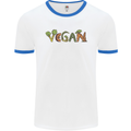 Vegan Vegetables Mens White Ringer T-Shirt White/Royal Blue