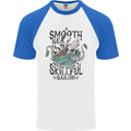 Skilful Sailor Kraken Sailor Mens S/S Baseball T-Shirt White/Royal Blue