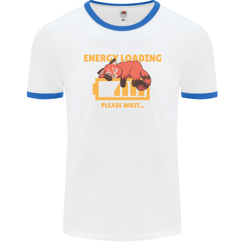 Sleeping Fox Energy Funny Lazy Anti-Social Mens White Ringer T-Shirt White/Royal Blue