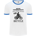 Cycling Never Underestimate Old Man Mens White Ringer T-Shirt White/Royal Blue