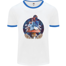 Trippy Alice Magic Mushrooms LSD Mens Ringer T-Shirt White/Royal Blue