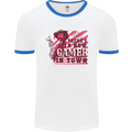 There's a New Gamer in Town Gaming Mens White Ringer T-Shirt White/Royal Blue