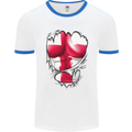 Gym St. George's Cross English Flag Muscles Mens White Ringer T-Shirt White/Royal Blue