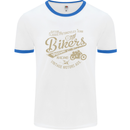 Bikers Speedway Racing Mens White Ringer T-Shirt White/Royal Blue