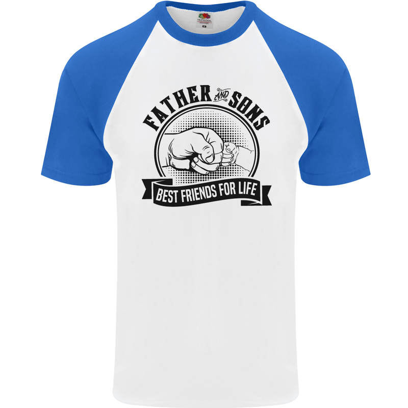Father & Sons Best Friends Father's Day Mens S/S Baseball T-Shirt White/Royal Blue