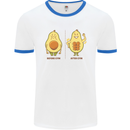 Funny Advacado Gym Bodybuilding Fitness Mens White Ringer T-Shirt White/Royal Blue