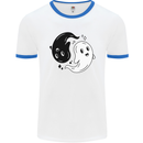 Funny Halloween Ying Yang Ghosts Mens White Ringer T-Shirt White/Royal Blue