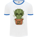 Cactus Skull Gardening Gardener Plants Mens White Ringer T-Shirt White/Royal Blue