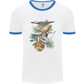 Nuthatch Garden Bird Watching Mens White Ringer T-Shirt White/Royal Blue