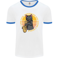 I Like Cats, Saxophones & Maybe 3 People Mens White Ringer T-Shirt White/Royal Blue