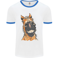 Horse Chops Equestrian Riding Mens White Ringer T-Shirt White/Royal Blue